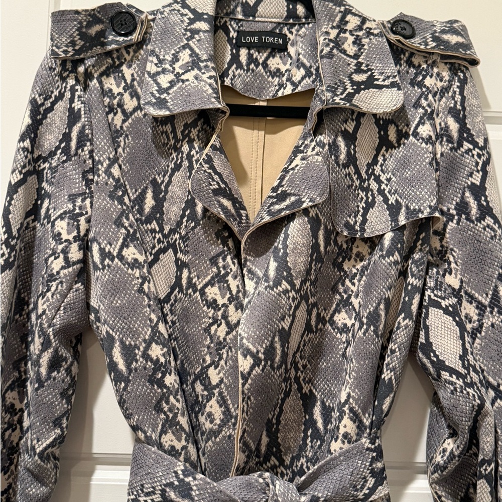 Love Token Snakeskin print faux Suede jacket - Picture 2 of 8